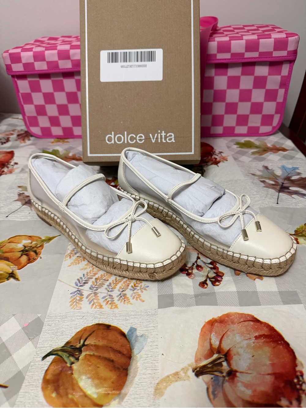 Dolce Vita Cream Espadrille Ballet Flats with Bow